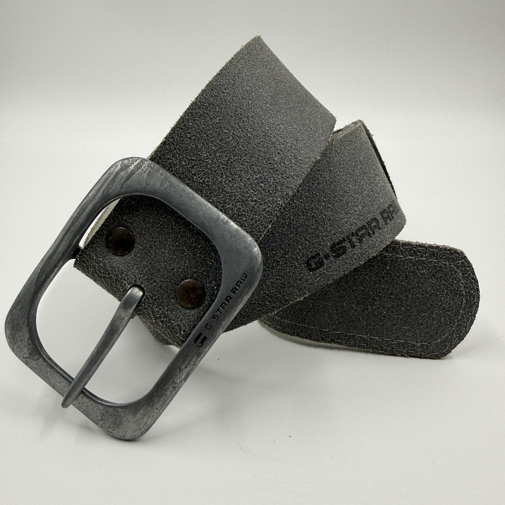 G-Star RAW Belt Womens Small 75 Gray Genuine Leather Buckle Logo Jeans Casual